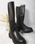 Double Buckle Side Zip Knee High Kids Boots