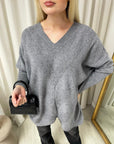 Oversized V-Neck Knitted Top