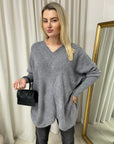 Oversized V-Neck Knitted Top