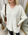 Oversized V-Neck Knitted Top