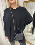 Oversized V-Neck Knitted Top