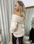 Off Shoulder Long Sleeve Knitted Loose Top