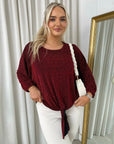 Shimmer Long Sleeve Tie Front Top