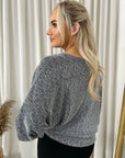 Shimmer Long Sleeve Tie Front Top