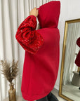 Oversized Sequin Sleeve Knitted Hoodie Jumper