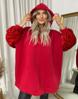 Oversized Sequin Sleeve Knitted Hoodie Jumper