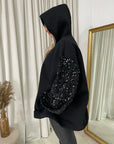 Oversized Sequin Sleeve Knitted Hoodie Jumper