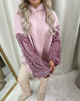 Oversized Sequin Sleeve Knitted Hoodie Jumper