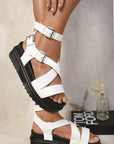 Criss Cross Ankle Strap Chunky Sandals