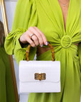 Croc Print Wooden Handle Bag