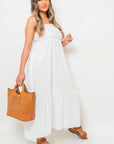 Wide Ruffle Strap Smocked Midi Dress