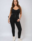 High Waist Button Skinny Jeans