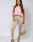 High Waist Button Skinny Jeans