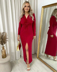 Glitter Twist Front Slit Maxi Dress