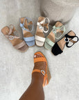 Sparkle Buckle Platform Wedge Sandals