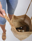 Striped Beach Braided Tote Bag