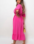 V-Neck Rope Tassel Detail Maxi Dress