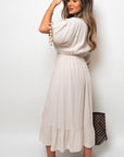 V-Neck Rope Tassel Detail Maxi Dress