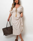 V-Neck Rope Tassel Detail Maxi Dress