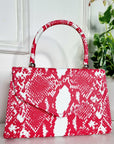 Faux Leather Printed Fold Over Bag