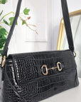 Faux Leather Croc Print Handbag