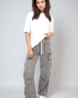 Multi Pockets Drawstring Cargo Jeans