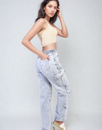 Multi Pockets Drawstring Cargo Jeans