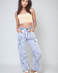 Multi Pockets Drawstring Cargo Jeans