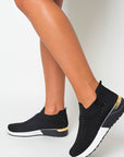 Rhinestone Decor Slip On Sock Trainers