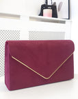 Faux Suede Envelope Clutch Bag