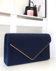 Faux Suede Envelope Clutch Bag
