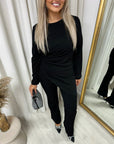 Asymmetric Long Sleeve Top and Flare Trouser Co-ord Set - Toi ‘n’ Moi Ltd