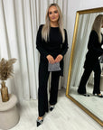 Asymmetric Long Sleeve Top and Flare Trouser Co-ord Set - Toi ‘n’ Moi Ltd
