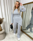 Asymmetric Long Sleeve Top and Flare Trouser Co-ord Set - Toi ‘n’ Moi Ltd