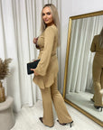 Asymmetric Long Sleeve Top and Flare Trouser Co-ord Set - Toi ‘n’ Moi Ltd