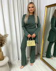 Asymmetric Long Sleeve Top and Flare Trouser Co-ord Set - Toi ‘n’ Moi Ltd