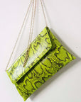 Snake Print Envelope Clutch Bag