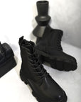 Knit Lace Up Chunky Ankle Boots