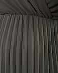 Long Sleeve V-Neck Pleated Maxi Dress