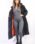 Long Belted Puffer Coat