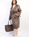Lapel Neck Belted Trench Coat Jacket
