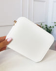 Faux Leather Box Clutch Bag