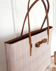 Check Print Fabric Shoulder Bag with Gold Detail - Toi ‘n’ Moi Ltd