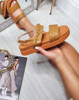 Sandals with Quilted and Chain Detail