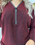 Front Zip Detail Glitz Top