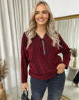 Front Zip Detail Glitz Top