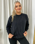 Diamante Stripe Knitted Jumper