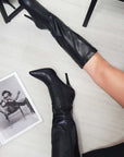 Faux Leather Knee Length Boots