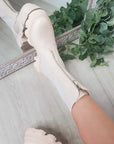 Faux Leather Chunky Boots with Zip Detail