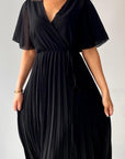 Pleated Wrap Front Maxi Dress - Toi ‘n’ Moi Ltd